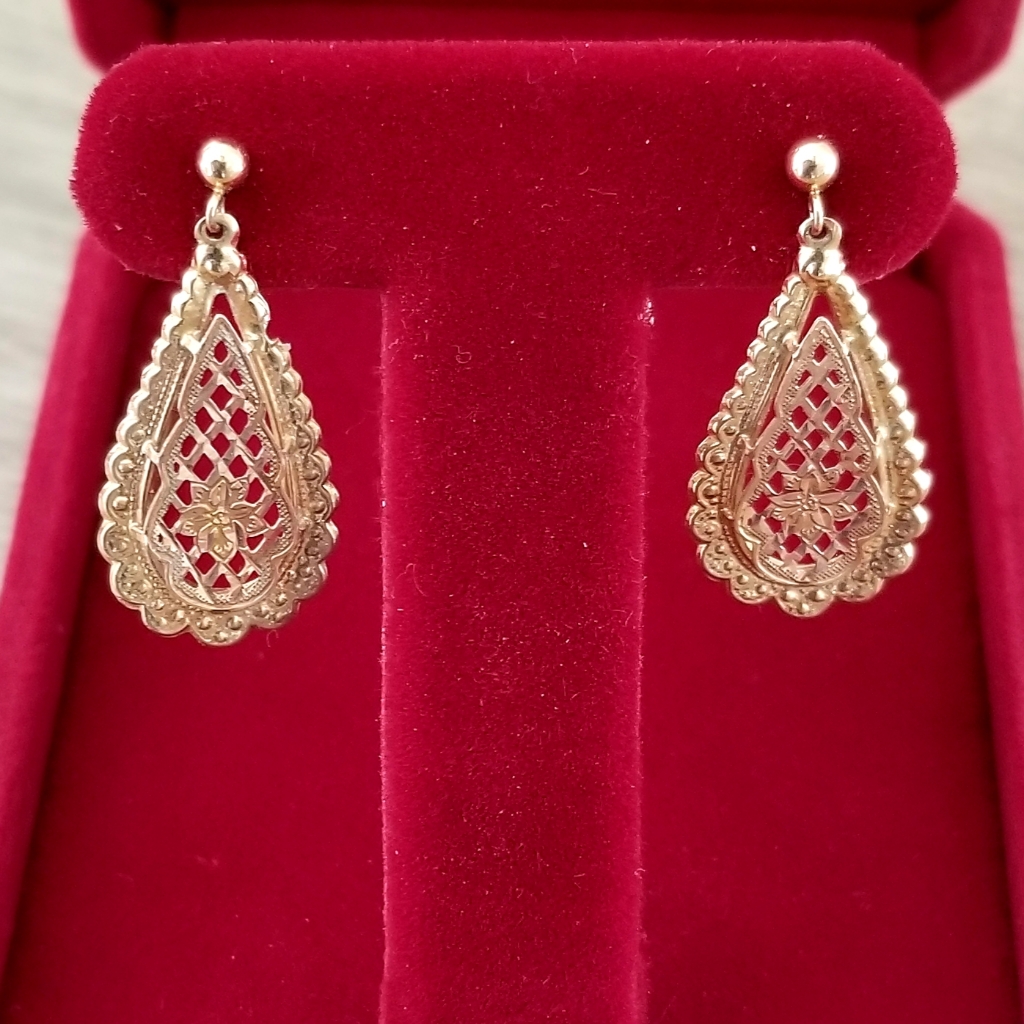 14k Two Tone Gold Dangling Earrings